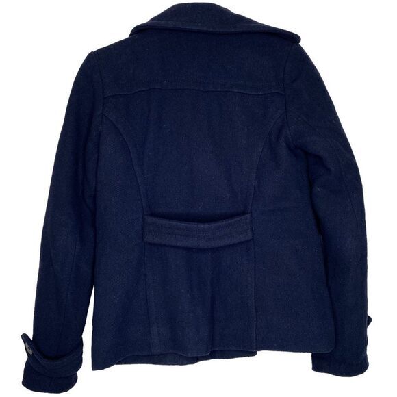 American Eagle Navy Pea Coat with Plaid Lining Warm cozy size Small - Picture 2 of 14